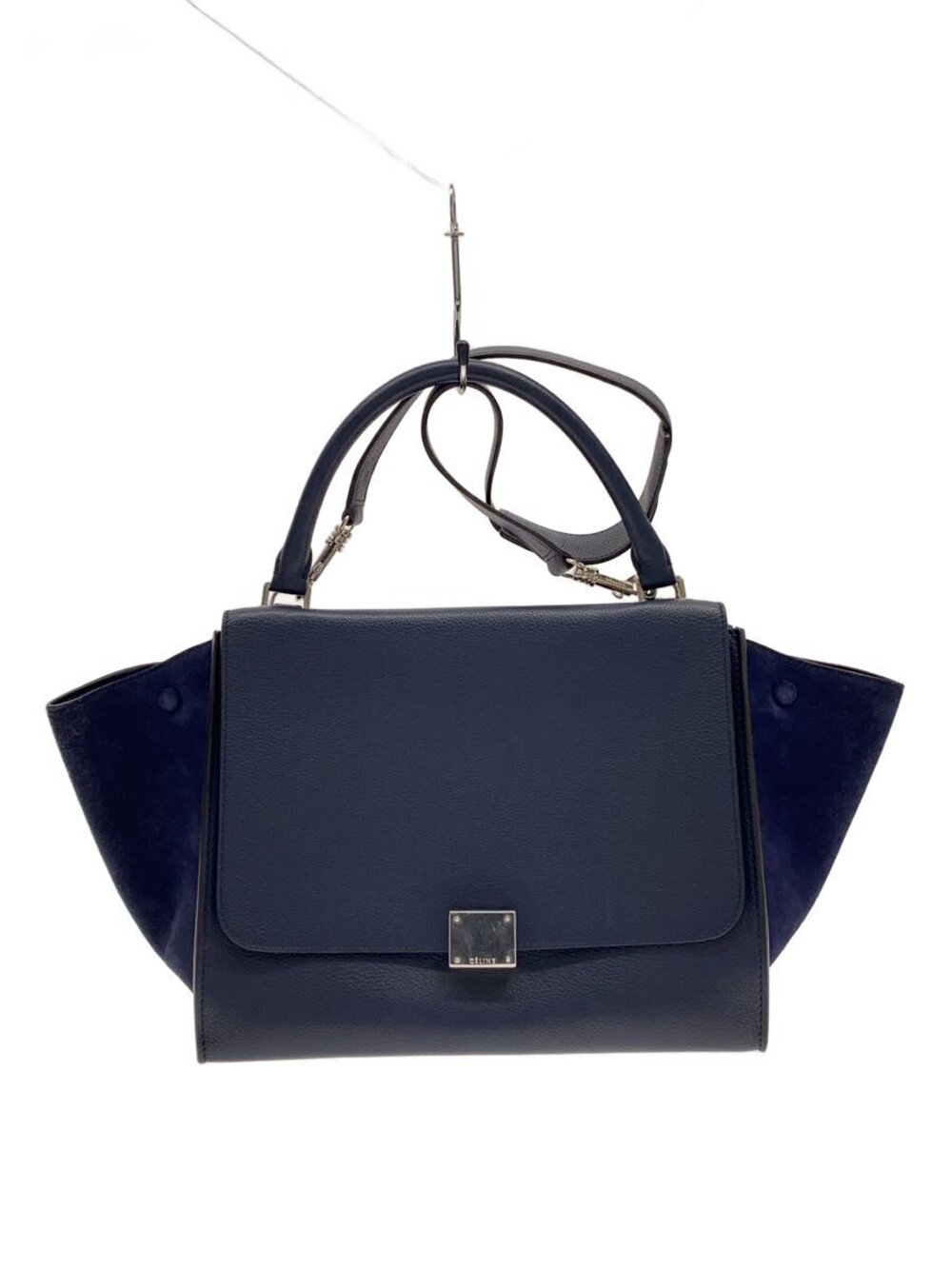 Celine Trapeze handbag Navy Blue leather suede